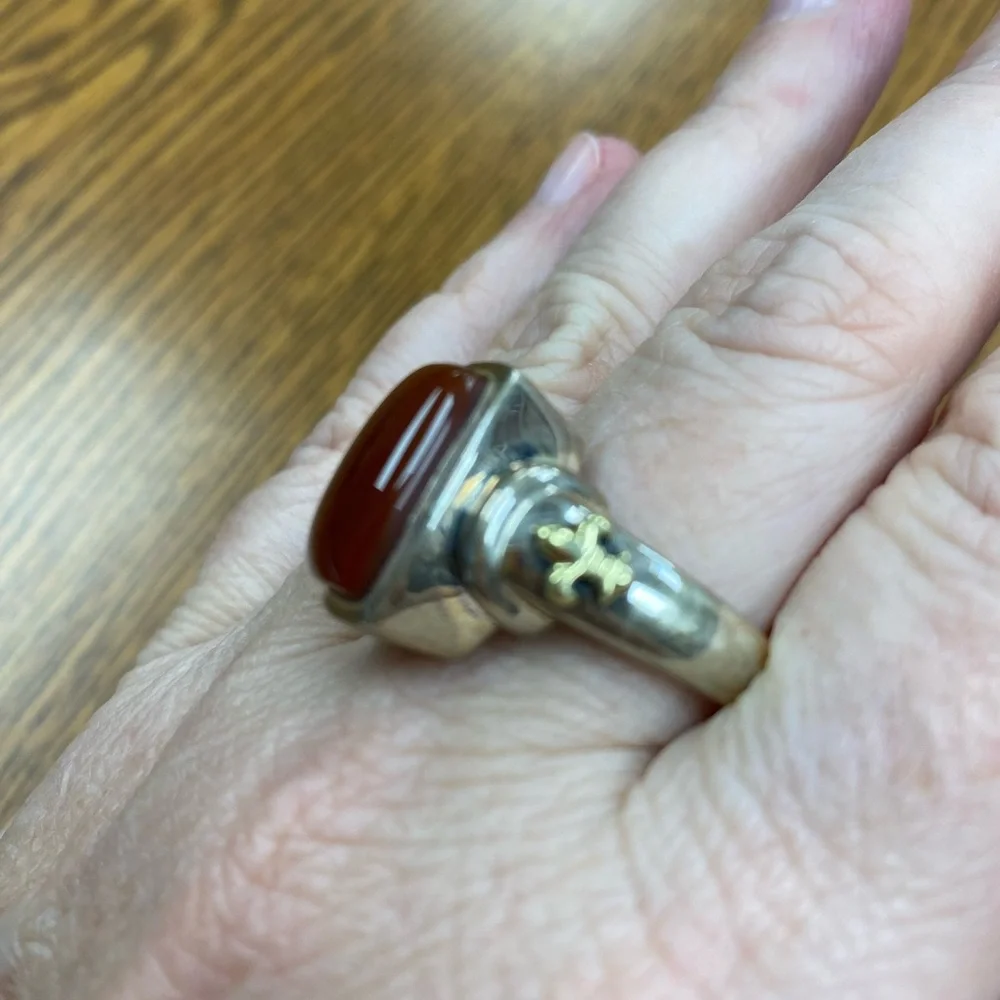 Vintage Silver and Gold Ring with carnelian - Picture 2 of 7